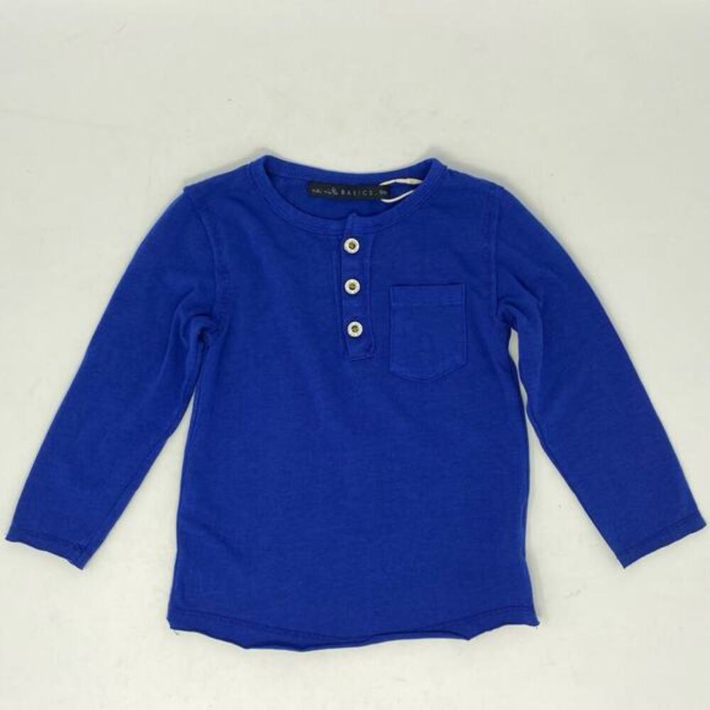 Miki Miette Long Sleeve‎ Henley Shirt 9 Months Cobalt Blue 100% Cotton Baby NWT